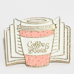 Coffee and Books Brooch Pin Teacher Librarian